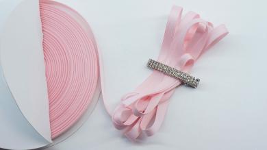 Двусторонняя плотная матовая лента с хлопком Crystal Light Pink, 10 мм - KorT1011