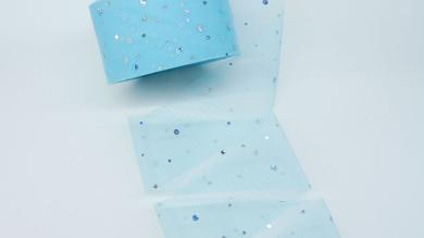 Фатин ярко голубой с серебристыми кружочками, 6 см - FD6027