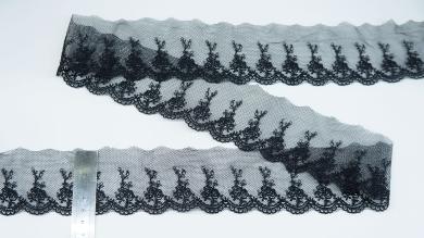 Кружево черное с вязанным шитьем, 6,2 см - KV027