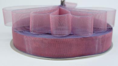 Органза розово-сиреневая с сиреневой кромкой 25 мм - OS1141