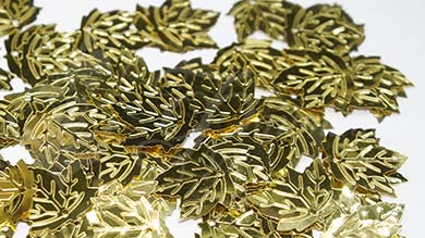 Пайетки кленовый листик золото - P013