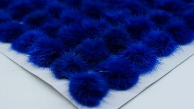 Помпоны меховые синие на подложке, 3 см - PM305