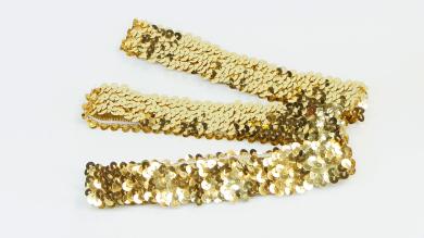 Повязка-резинка с пайетками золото - PP005
