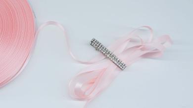 Сатиновая двусторонняя лента 10 мм, розовый персик - SD1015