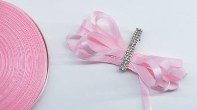 Сатиновая двусторонняя лента 10 мм, розовая пудра - SD1009