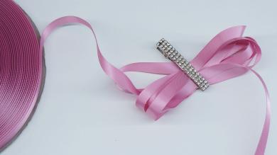 Сатиновая двусторонняя лента 10 мм, розовая фантазия - SD1027