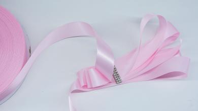 Сатиновая двусторонняя лента 25 мм, розовая пудра - SD2509