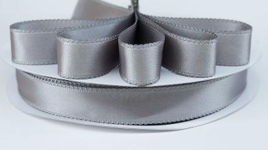 Сатиновая лента c ажурным краем 25 мм, Metal Grey - SK25014