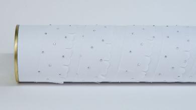 Шифоновая полоска с серебристым декором и краем подсолнух, 3 см - ShP048